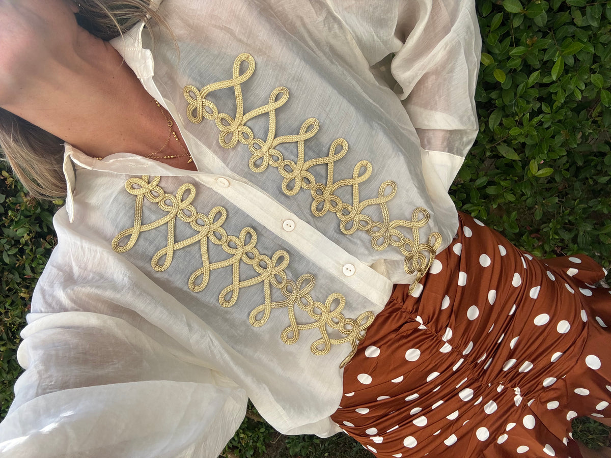 Liocell Bordado Dourado | camisa