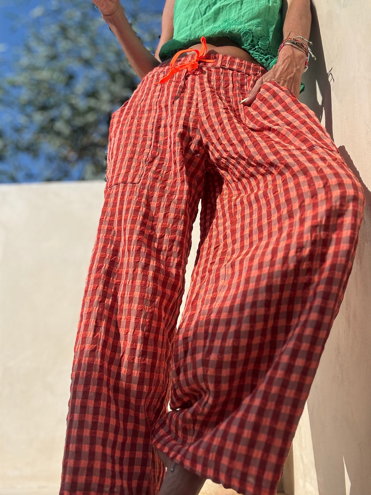Vichy bolso frente | calças pantalones
