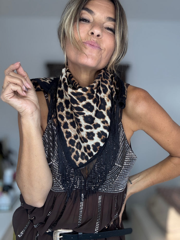 Leopardo | lenço franjas