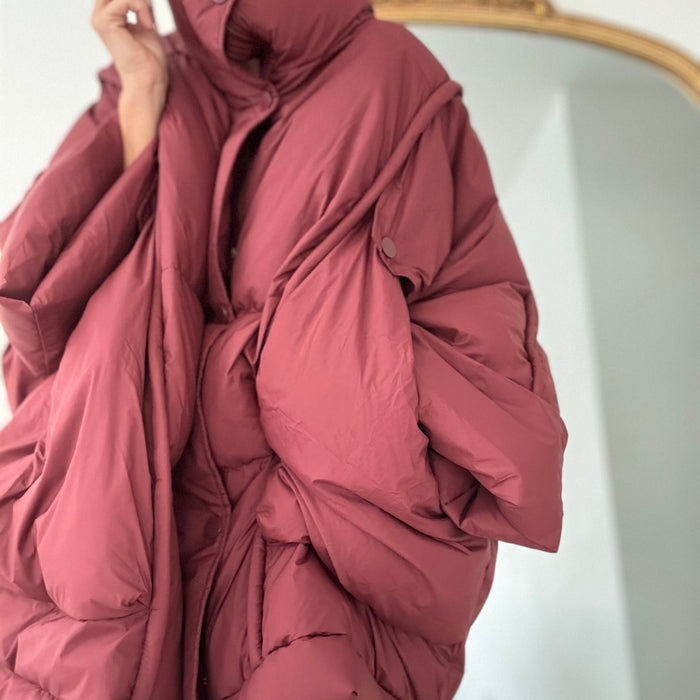 burgundy | Blusão plumas oversized Curto