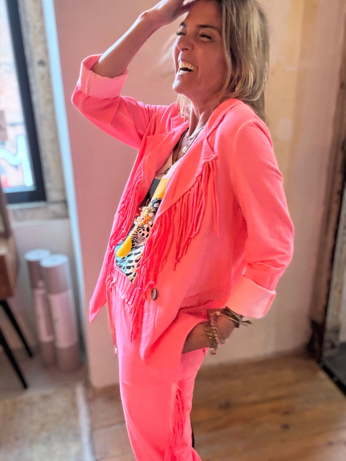 Fringe Néon   | calças