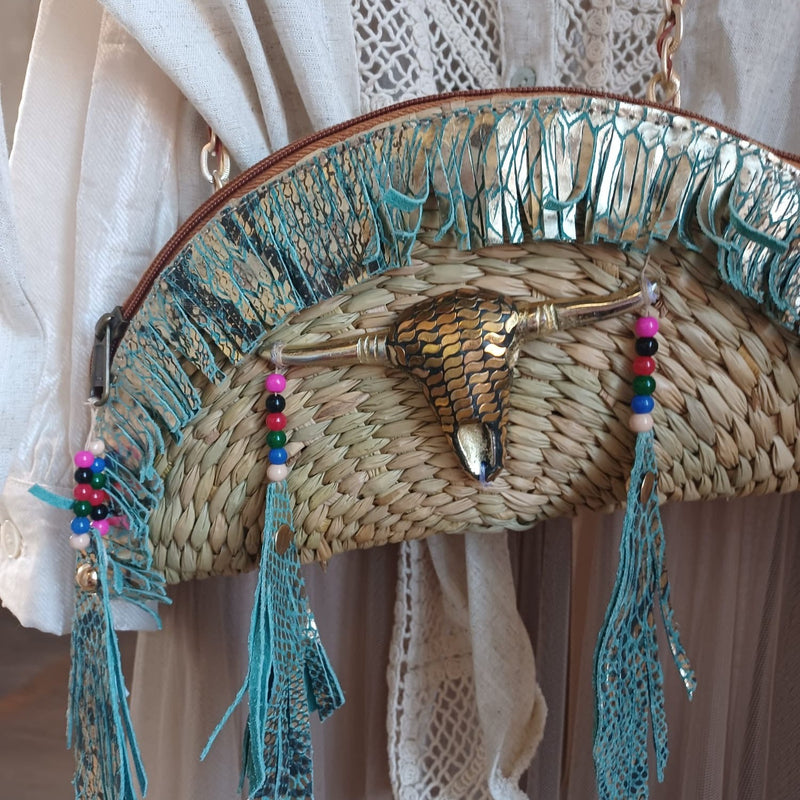 Bull | boho bag malha palha