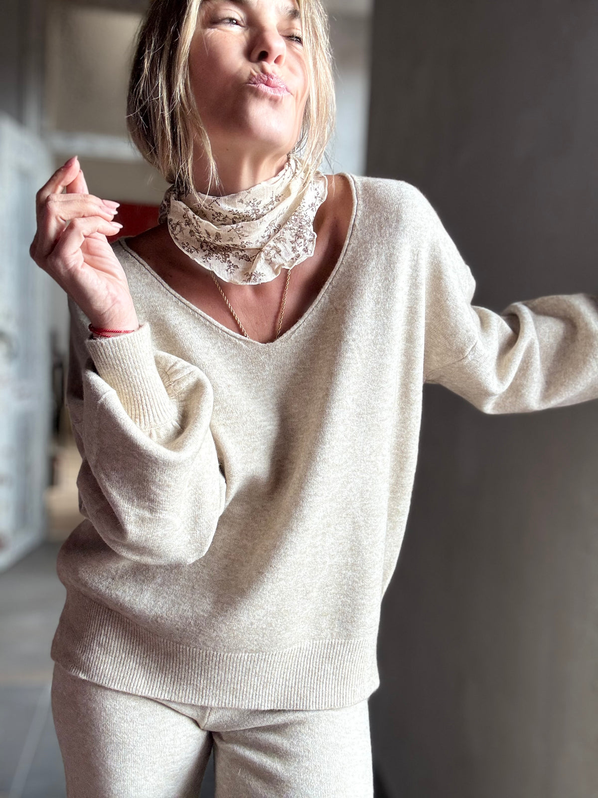 Crema | Conjunto Camisola e calças