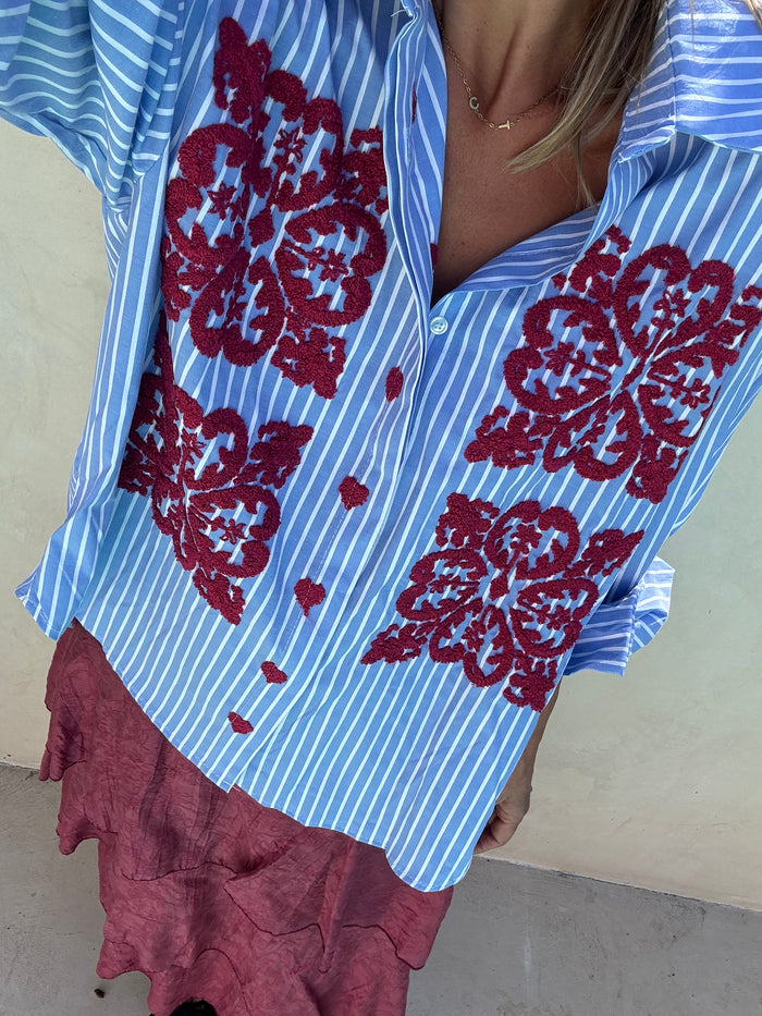 Camisa Azul Riscas