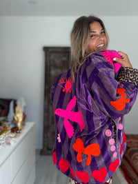 TOUT - Casaco Pássaros em Veludo Roxo com Riscas