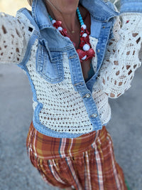 Croché denim| casaco