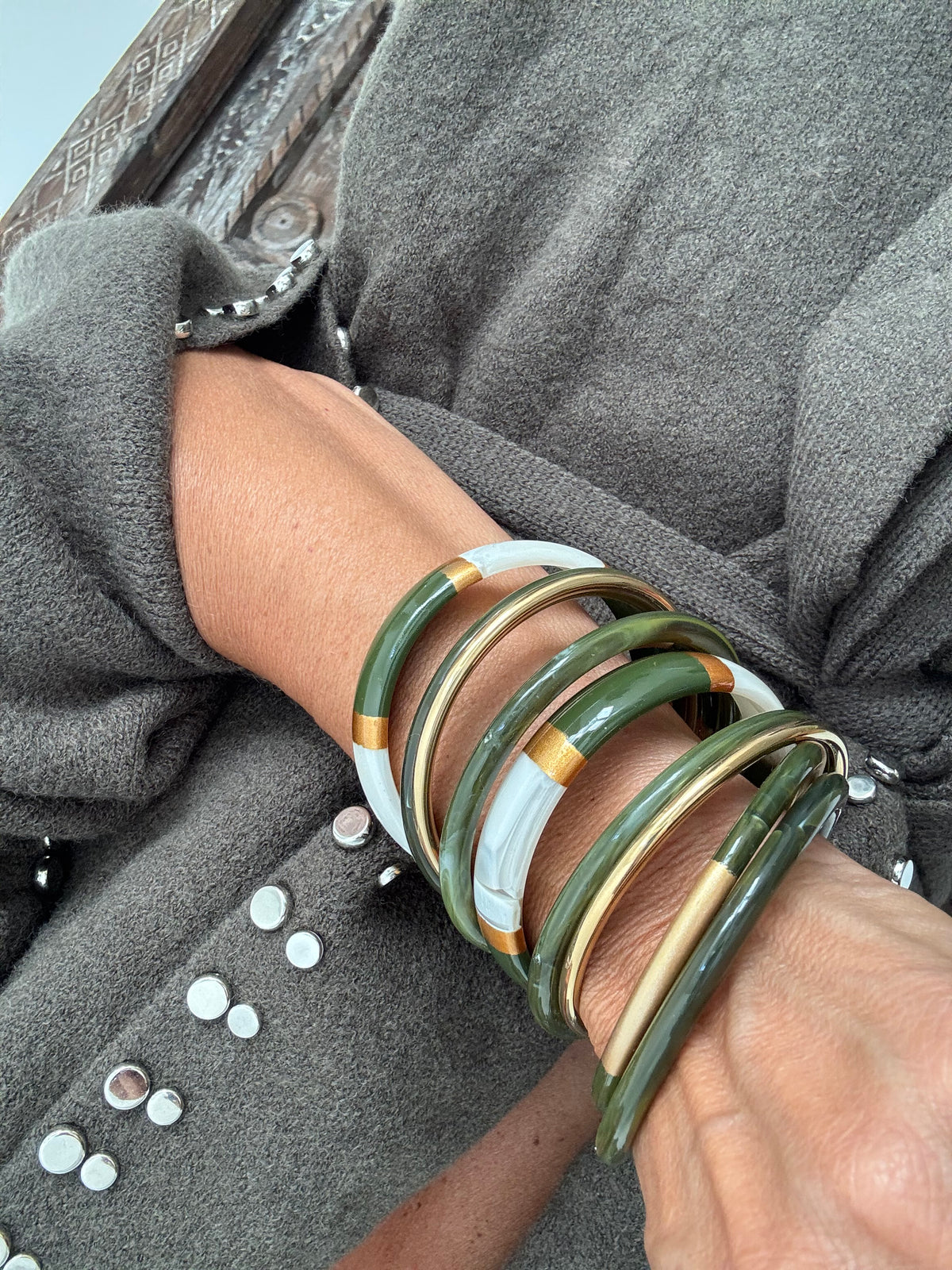 Green&gold | conjunto 5 pulseiras