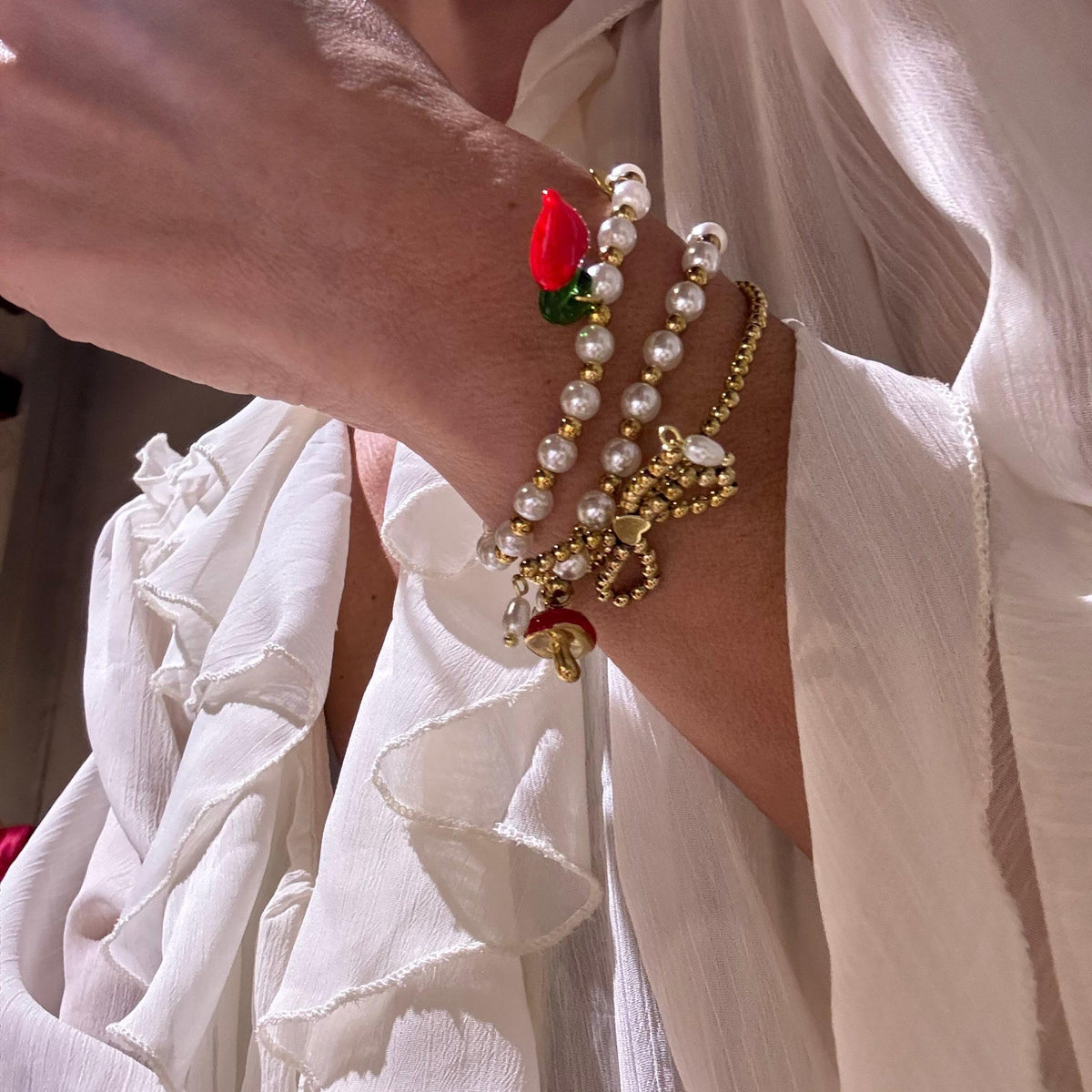 Pérolas cogumelo e coração