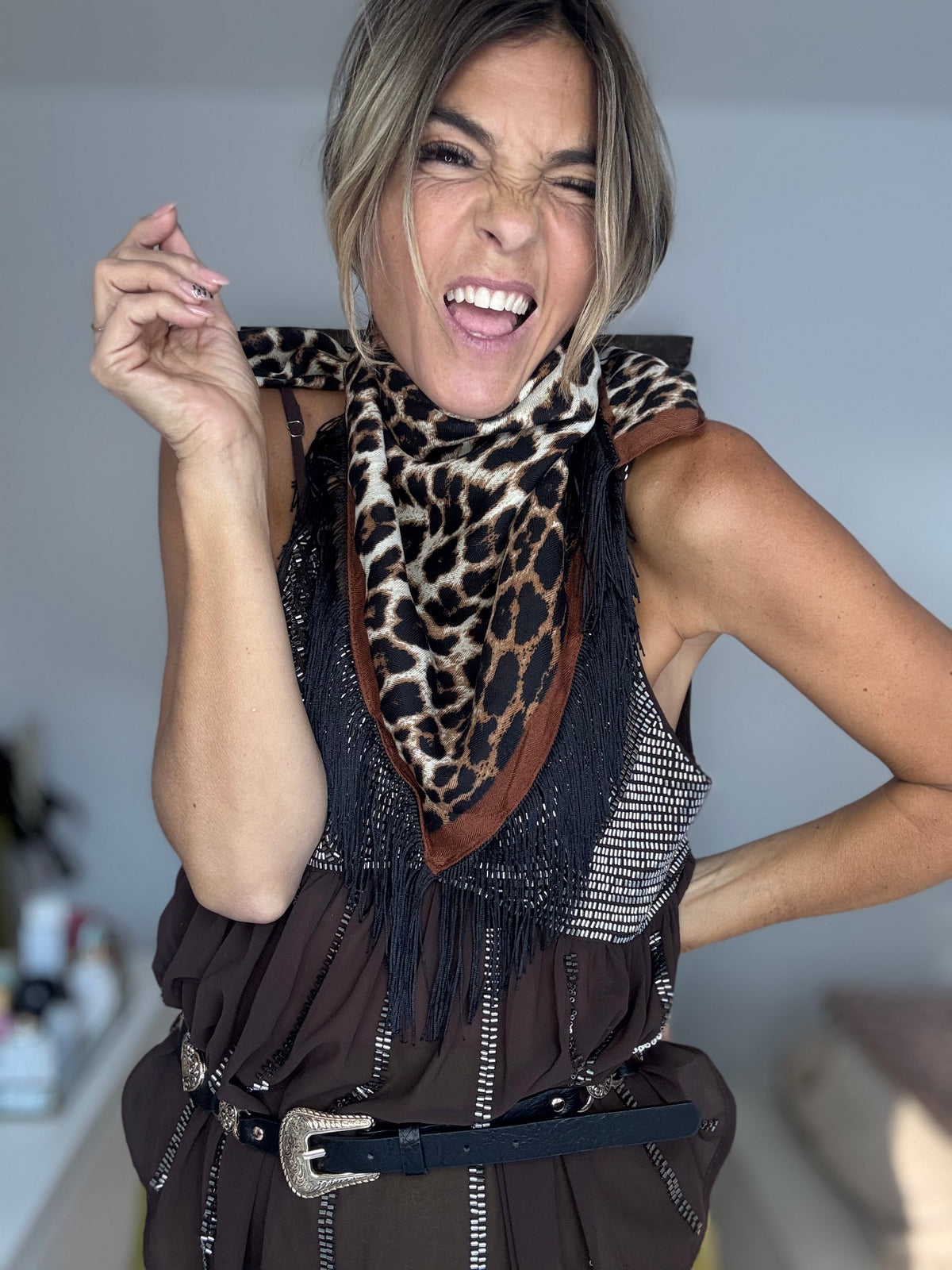 Leopardo | lenço franjas
