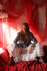 Velvet black casaco lantejoulas | aba grilo