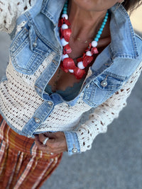 Croché denim| casaco