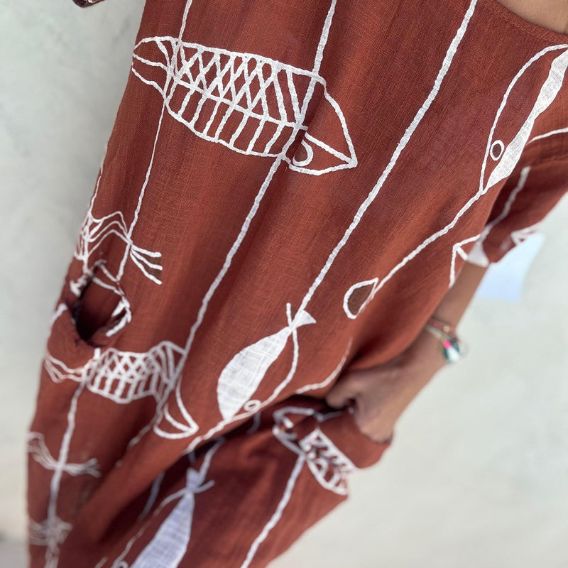 Fish |Vestido Curto linho