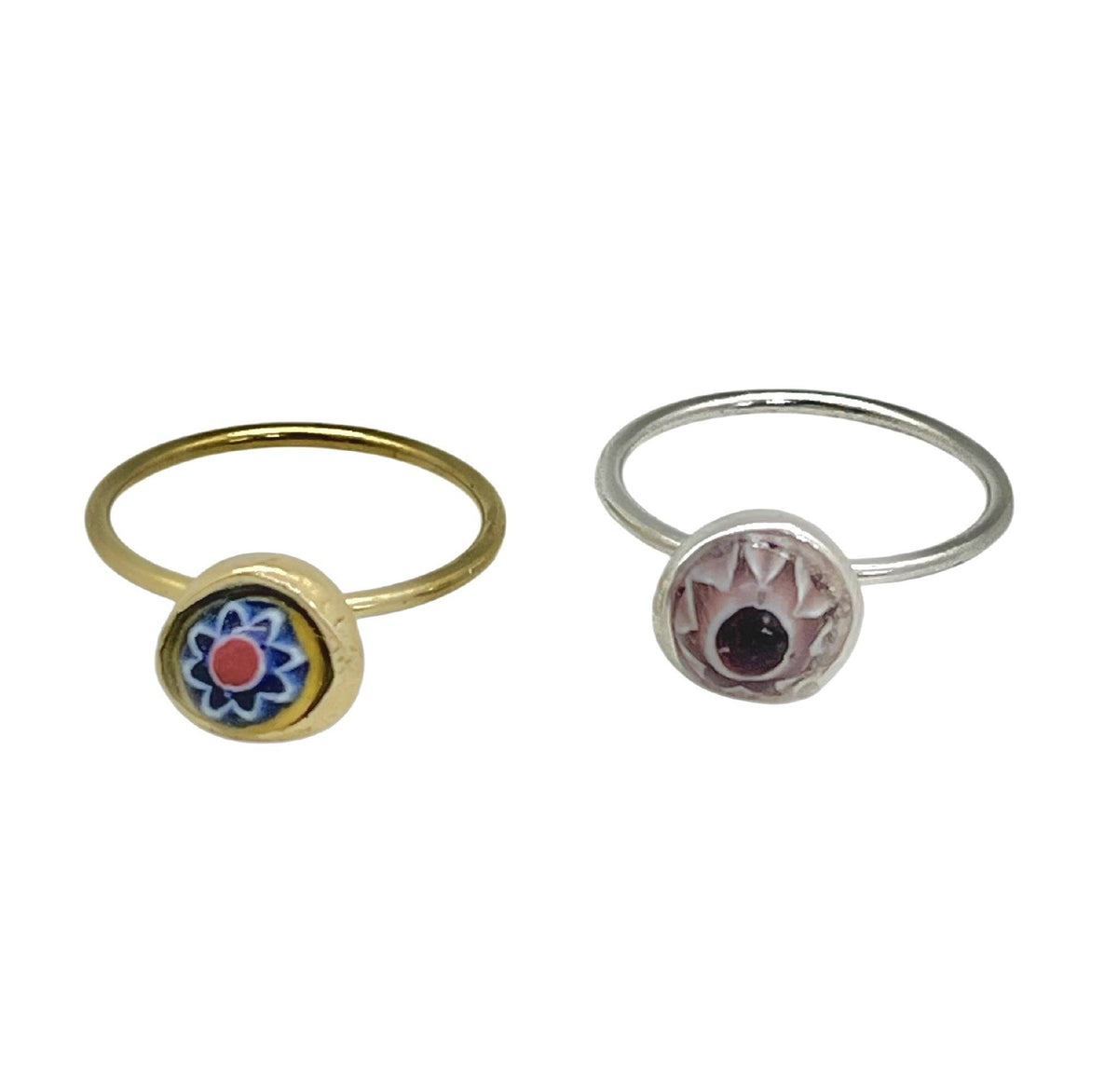 Conjunto de anéis Talismã de Luz em prata 10µ e dourado
