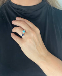 Conjunto de anéis Talismã de Luz em prata 10µ e dourado